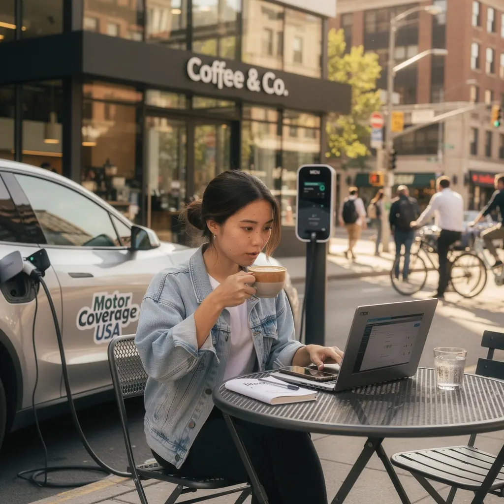 Счастливая семья, получающая ключи от нового автомобиля и обсуждающая страховой план.